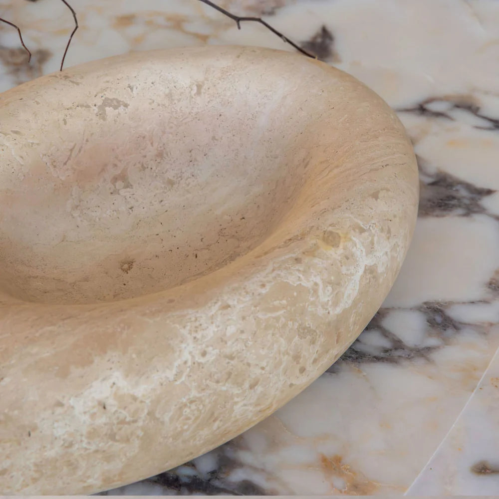 Eclipse Sculpted Bowl – Beige Travertine