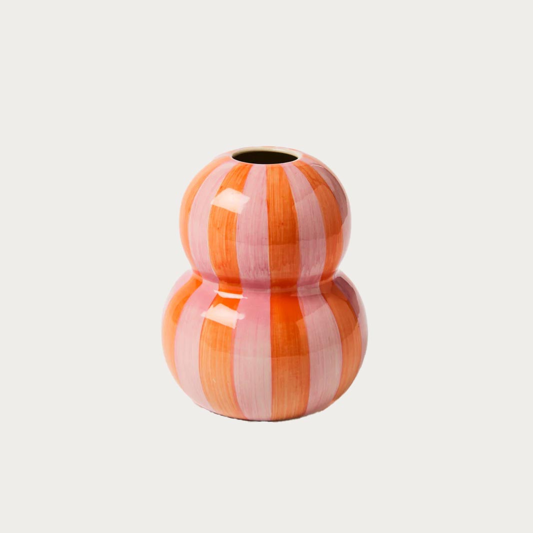 Fonda Stripe Vase – Pink & Orange