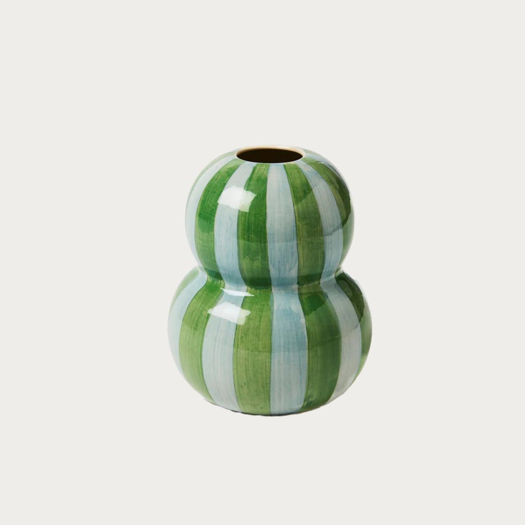 Fonda Stripe Vase – Green & Blue