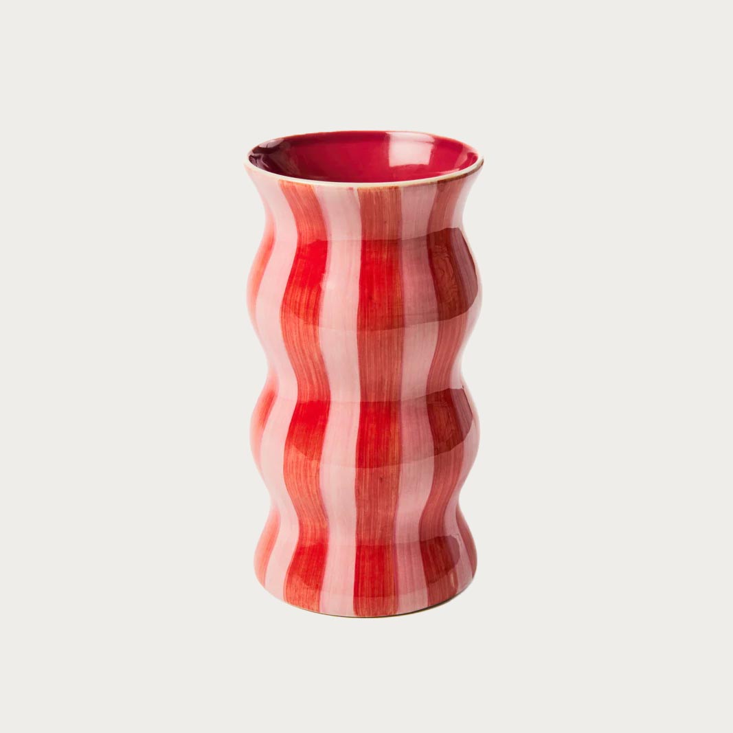 Palma Stripe Vase – Red