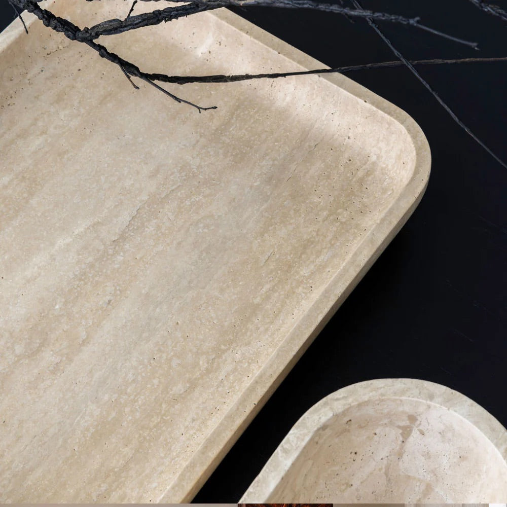 The Architect Footed Letter Tray – Beige Travertine