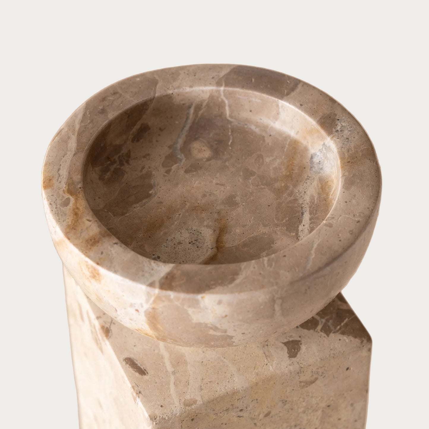 Opus Large Marble Candle Holder – Nougat