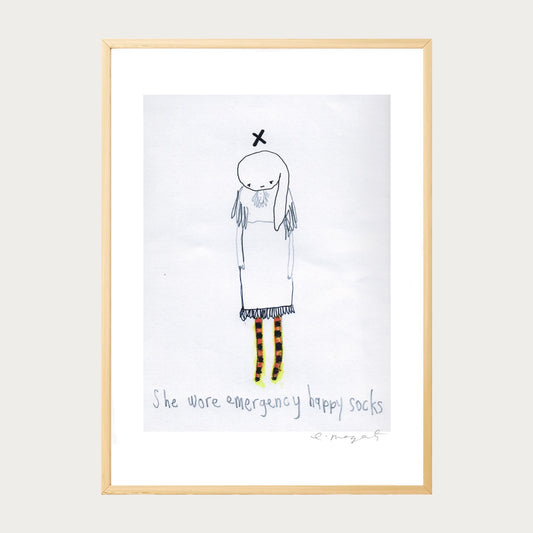 'Emergency Happy Socks' Framed Print